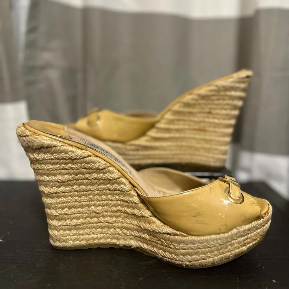Authentic Jimmy Choo Women’s Yellow Wedge Sandals